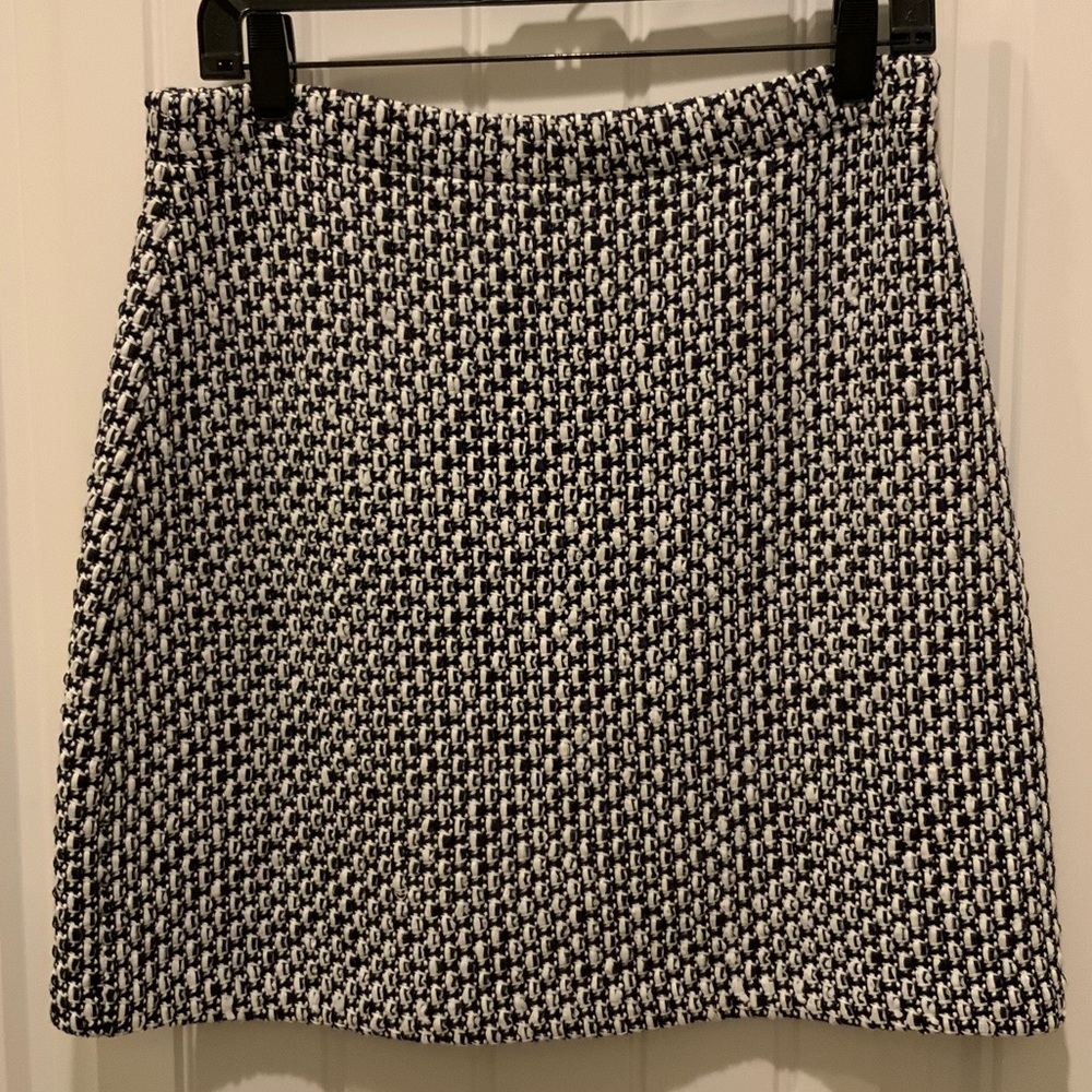 St. John Navy and White Mini A-Line Skirt